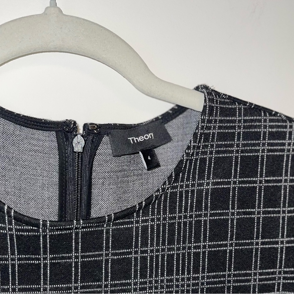 Theory Rijik Black Plaid white stripe Dress 4 academia old money quiet luxury - Picture 4 of 7